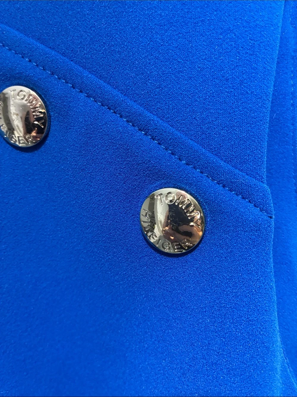 Tommy Hilfiger Blue Sheath Dress Silver Logo Buttons Size 12 Career